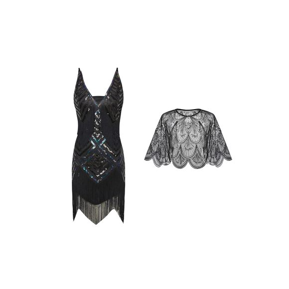 Women's 1920s Flapper Dress V Neck Slip Dress Roaring 20s Great Gatsby Dress Women's 1920s Flapper Dress V Neck Slip Dress Roaring 20s Great Gatsby Dress